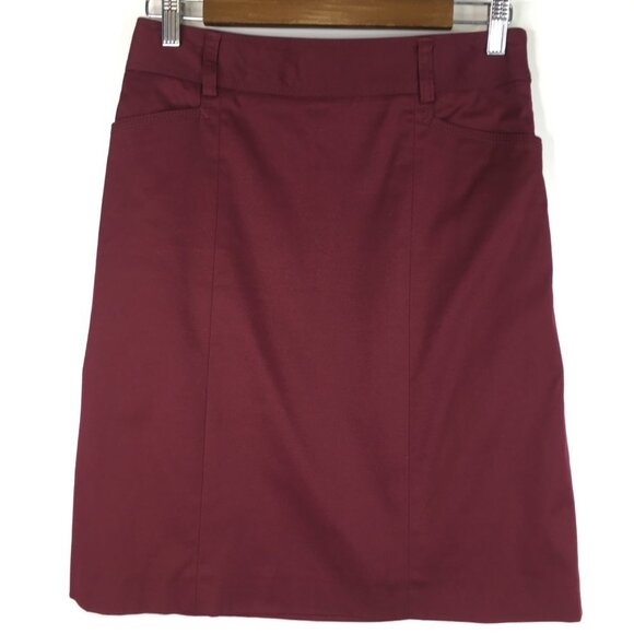 J Crew Stretch Burgundy Pencil Skirt Size 2 - Picture 3 of 5